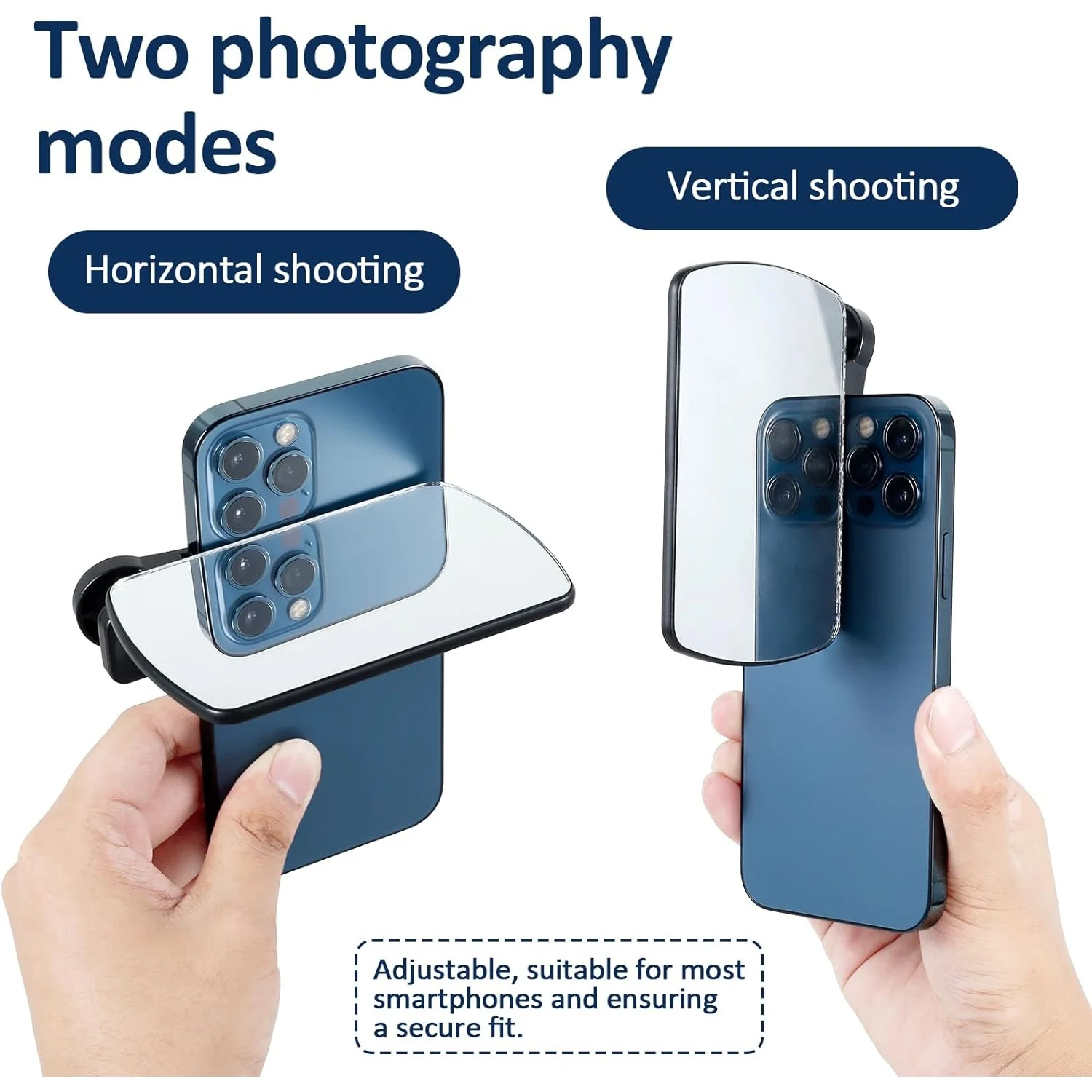 HD Glass Smartphone Photography Flip Mirror Adjustable Cellphone Camera Mirror Reflection Clip Kit for iPhone Xiaomi Google