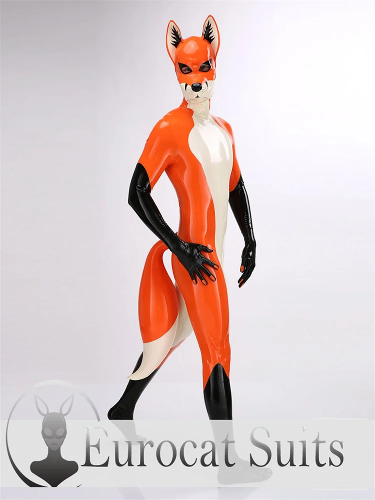 latex fetish hood puppy catsuit whole set  Eurocat suits  bodysuit  mask rubber catsuits  clubwearing maleFOX PETSUIT