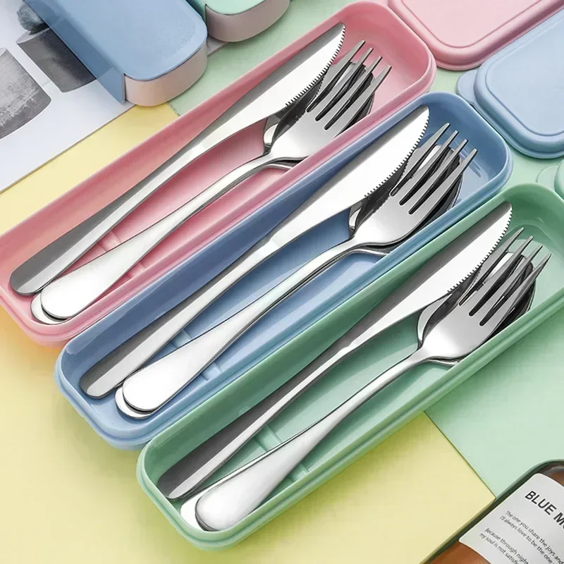 

Portable Stainless Steel Cutlery Suit with Storage Box Chopstick Fork Spoon Knife Travel Tableware Set Camping Cutlery
