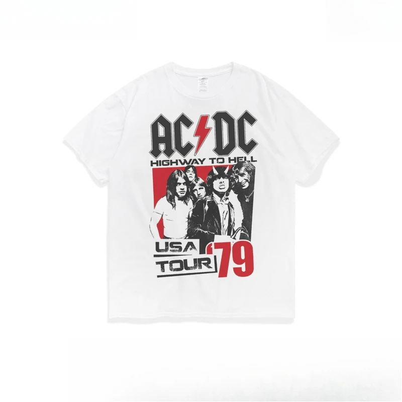 Hard Rock Band AC/DC Printed Summer Men's High Quality 100% Cotton T-Shirt Outdoor Casual Comfortable Street men's clothing