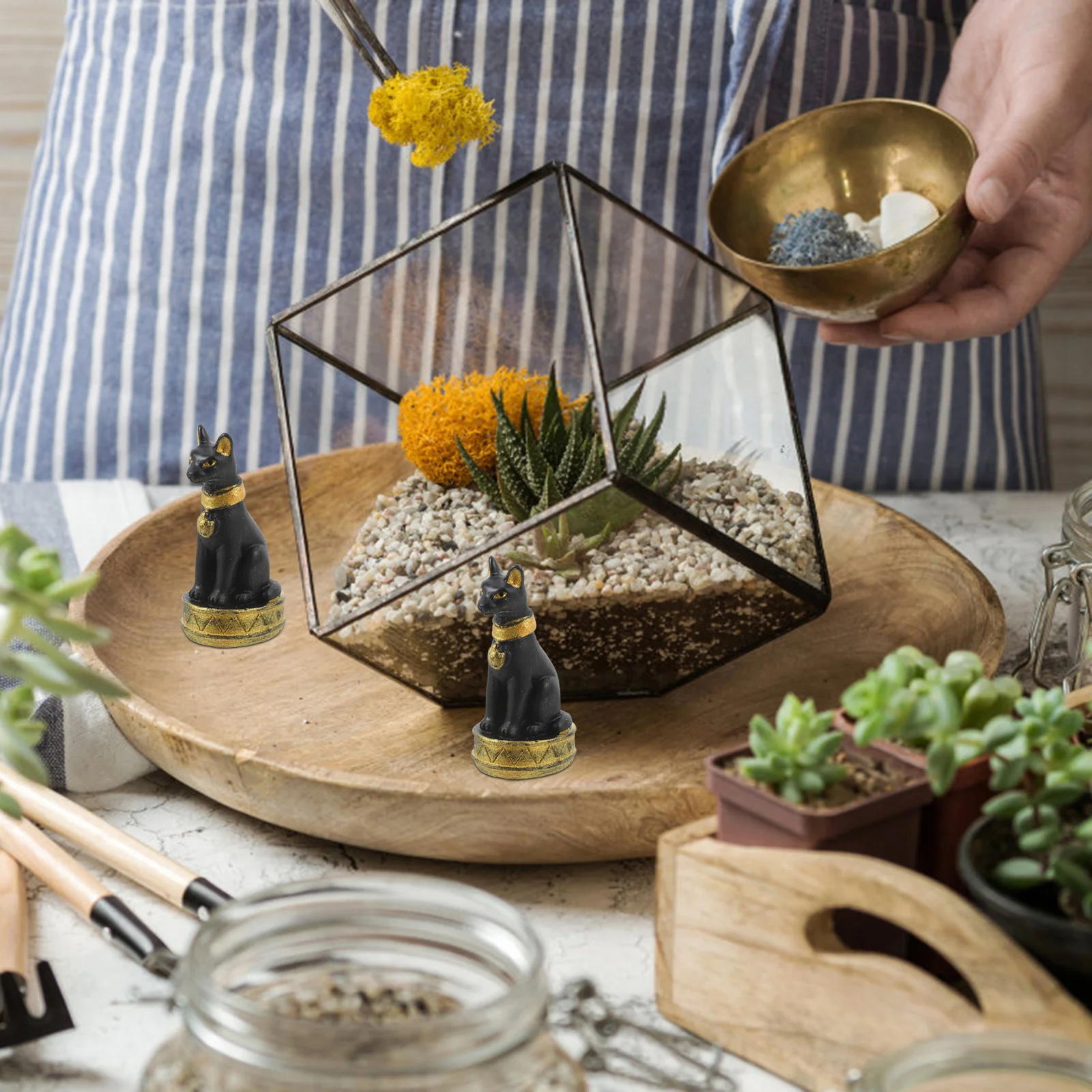 

8Pcs Miniature Resin Egyptian Cat Statues Tiny Cats Sculptures Micro Landscape Decoration Small Animal Mini Animal Figurines