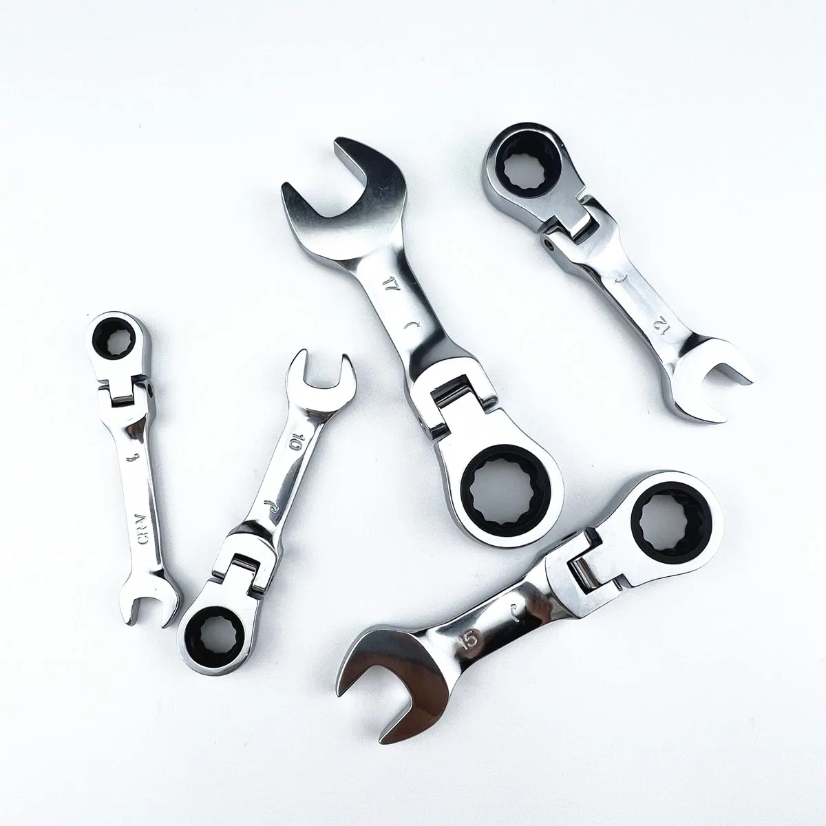 Mini short handle ratchet wrench with movable head, quick dual-purpose open end wrench, hardware tool, labor-saving wrench