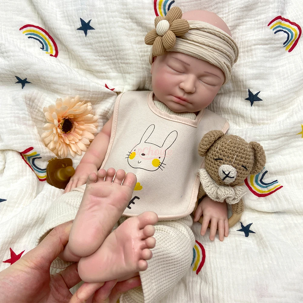 Pesado gordo 22 pulgadas boca abierta niña cuerpo completo de silicona renacido bebé anatómicamente correcto realista coleccionando muñeca de juego de rol