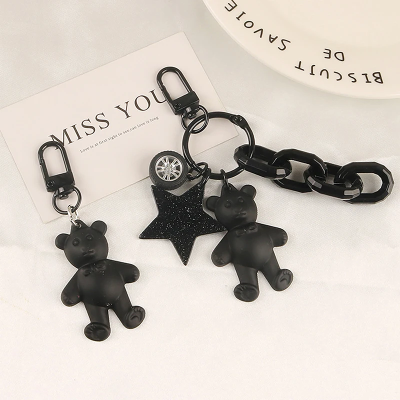 Cartoon Bow Tie Bear Key Chain Love Pentagram Pendant Key Ring Car Backpack Charms Decoration Bag Accessories