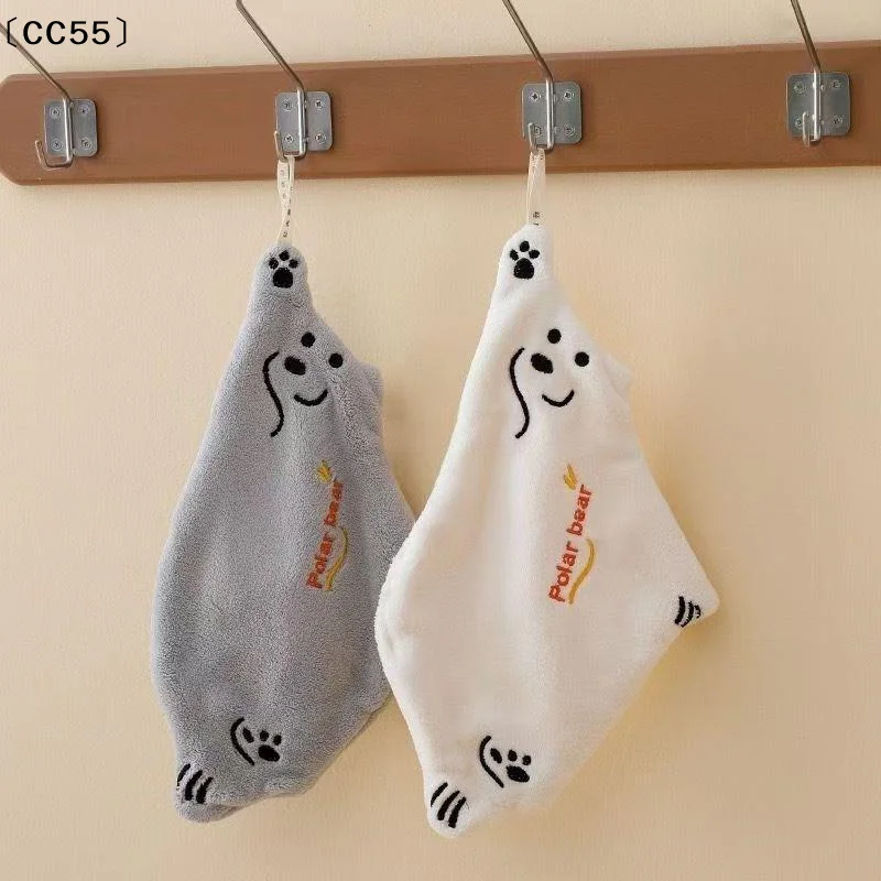 Super Absorbent Polar Bear Hand Wiping Towel​ Hanging Kitchen Towel With Coral Design Thick Cartoon Hand Towel〔CC55〕