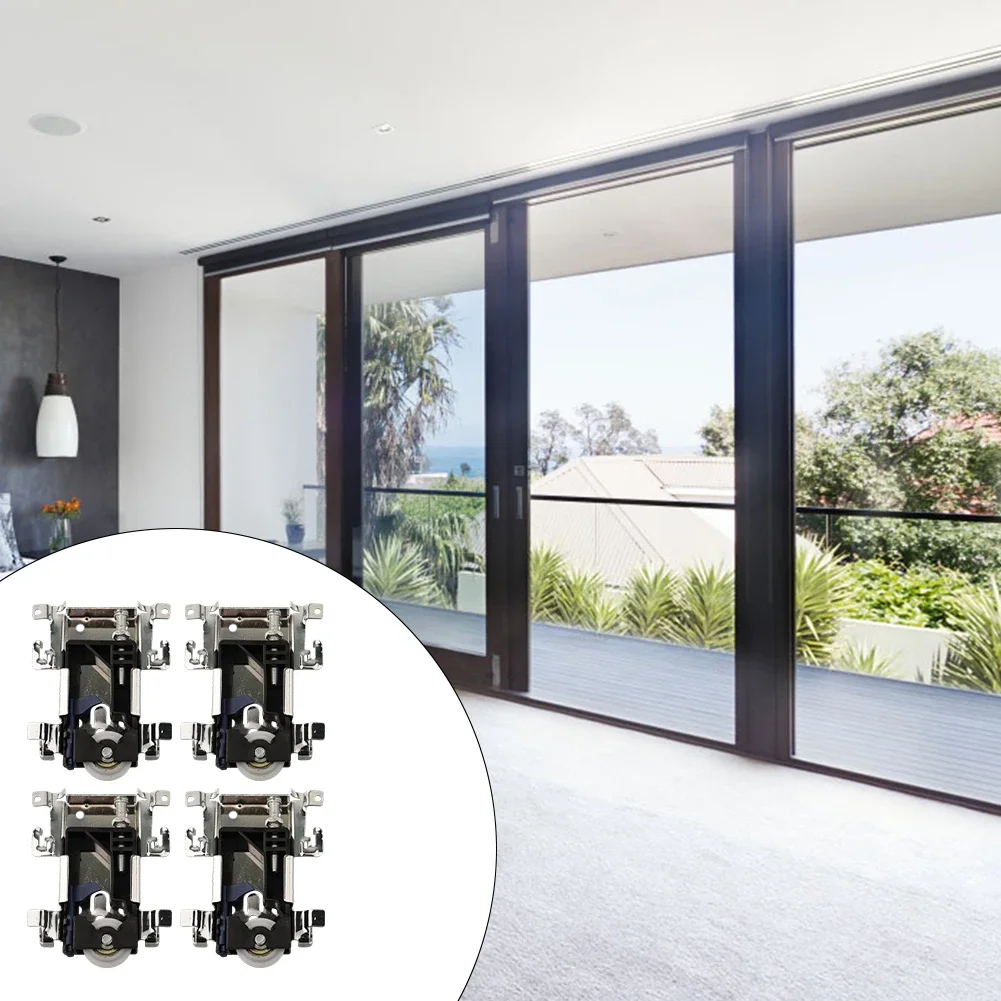 Easy Install Sliding Mechanism Door Wardrobe Hardware Silver Black Wooden Door Rollers Nylon Pulley Iron Shell