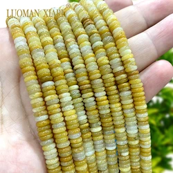 2x6MM Rondelle Natural Stone Yellow Topazs Jades Flat Round Spacer Beads for Jewelry Making Diy Bracelet Earrings Accessories