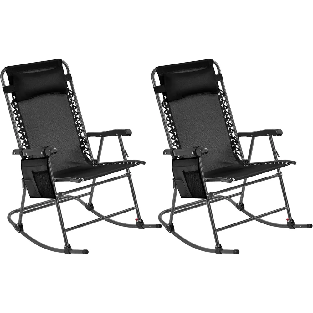 

26in Rocking Chair Outdoor Zero Gravity Folding Chairs Rocking Chairs Foldable Outdoor Lounge Chair for Outside Lawn with Phone