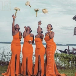 Orange Satin Elegant Gowns One Shoulder Dress Bridesmaid Dresses for Bridesmaids Mermaid Wedding Party Gown Customized