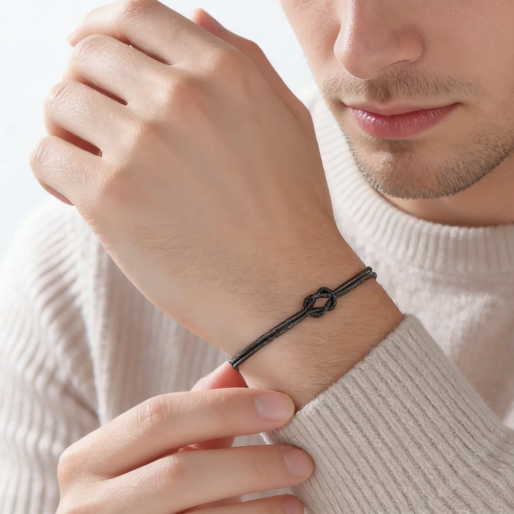 Skyrim Edelstahl Goldfarben Schwarz Paar-Armband Doppelte Schlangenkette Liebesknoten Armbänder für Frauen Männer Minimalistischer Schmuck Geschenk – Detail 5