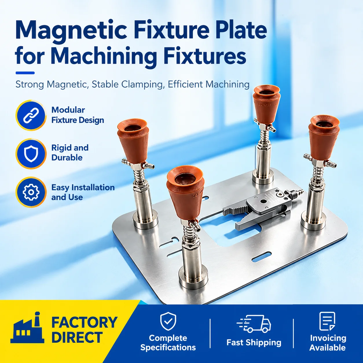Magnetic EOAT Fixture Plate Thin Nickel Plated Steel Tooling Plate for Robot Arm Gripper Automation Parts Replacement