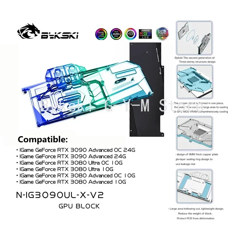 

Bykski GPU Water Block For Colorful iGame RTX 3080 3090 Ultra OC 10G/Advanced OC Graphic Card,VGA Cooler, N-IG3090UL-X-V2