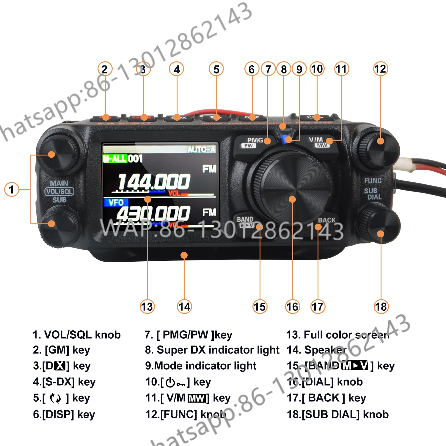 Walkie Talkie FTM-510D ASP 144/430MHz VHF 55W/UHF 50W C4FM Digital FM Air Band Mobile Transceiver 2M 70CM Amateur Radio