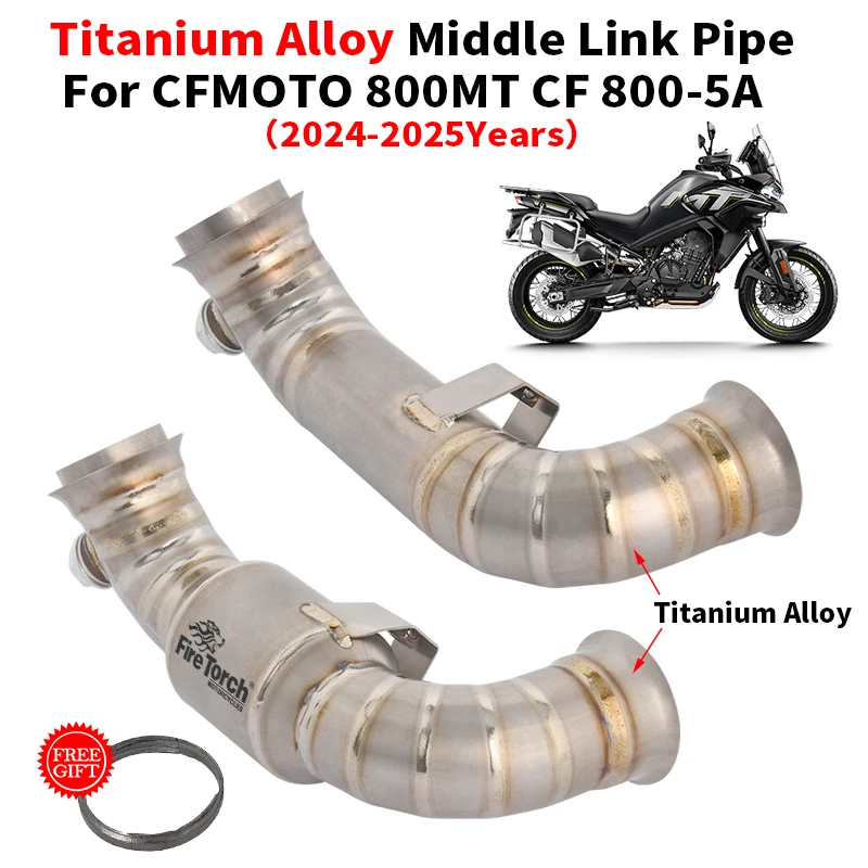 

Slip On Motorcycle Exhaust Muffler Escape System Titanium Alloy Middle Mid Link Pipe For CFMOTO 800MT CF 800-5A 2024 2025 Years
