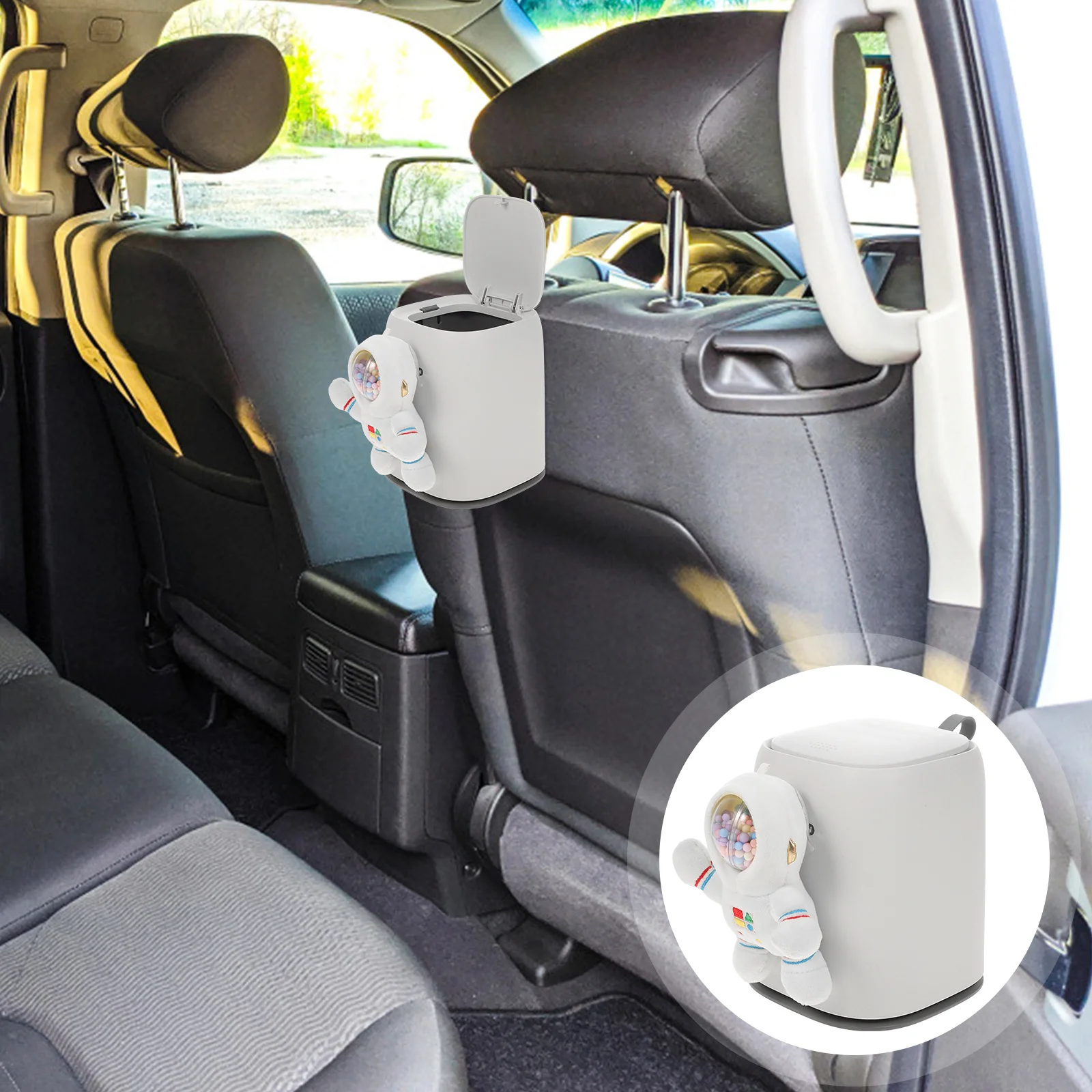 

1pcs Car Trash Can Cartoon Astronaut Design Portable Vehicle-Mounted Garbage Bin For Car Van Truck Boat Thickened Waste