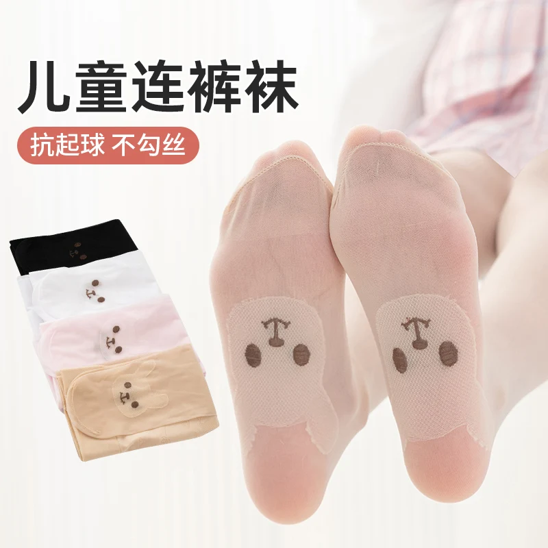 Arbitrary Cutting Anti Hook Baby Kids Tights Princess Girls Ultra ThinTransparent Pantyhose Kawaii Cartoon Rabbit Slip Leggings view 4