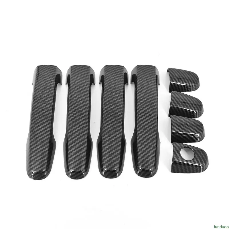 FUNDUOO for Hyundai Santa Fe 2007 2008 2009 2010 2011 2012 Carbon Fiber Chrome Car Door Handle Cover Trim Styling Accessories