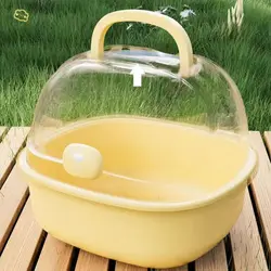 Portable Handheld Hamster Cage Sturdy Large Space Pet Carrying Box Travel Carrier Holder Breathable Small Animal Carrying Cage