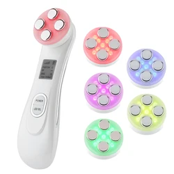 Dispositivo de belleza de fotones LED, electroporación EMS, rejuvenecimiento de la piel, estiramiento, antiarrugas, cuidado de la piel, masajeador facial, 5 colores