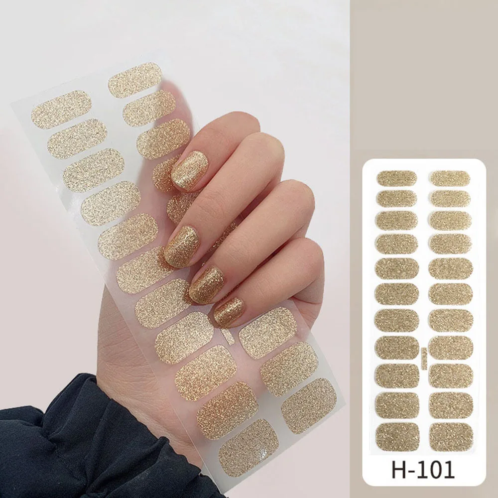 22 Tips 3D Glitter Sparkling Nail Decal  Self-adhesive Full Cover Nail Sticker Foil Waterproof Lasting Nail Wraps DIY Manicure