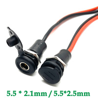 1-2pcs DC power Female With Cable Wired 5.5 * 2.1 5.5*2.5mm DC Socket High Current All Male Female Power Plug Connector