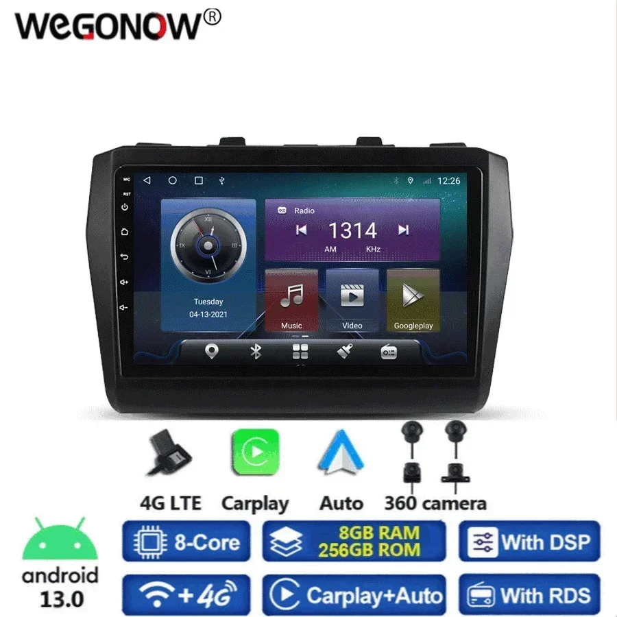 360 Panoramic Camera Carplay 8GB+256GB Android 13.0 Car DVD Player GPS WIFI Bluetooth RDS Radio For Suzuki Swift 2017 2018 2019