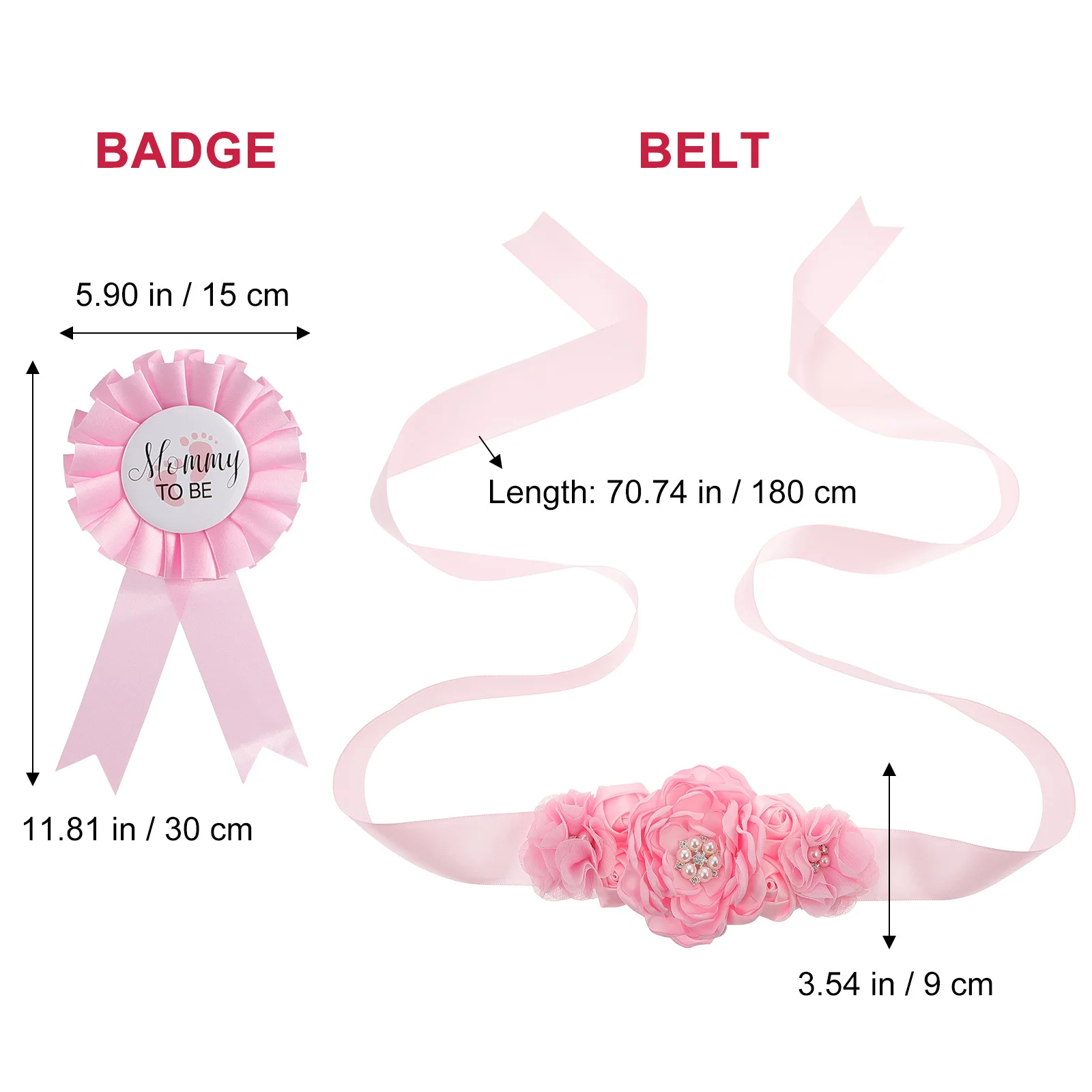 1 set 1 Set Maternity Sash Corsage Set Premium Pregnancy Flower Belly Belt For Baby Shower Photo Props Mommy Daddy Announcement