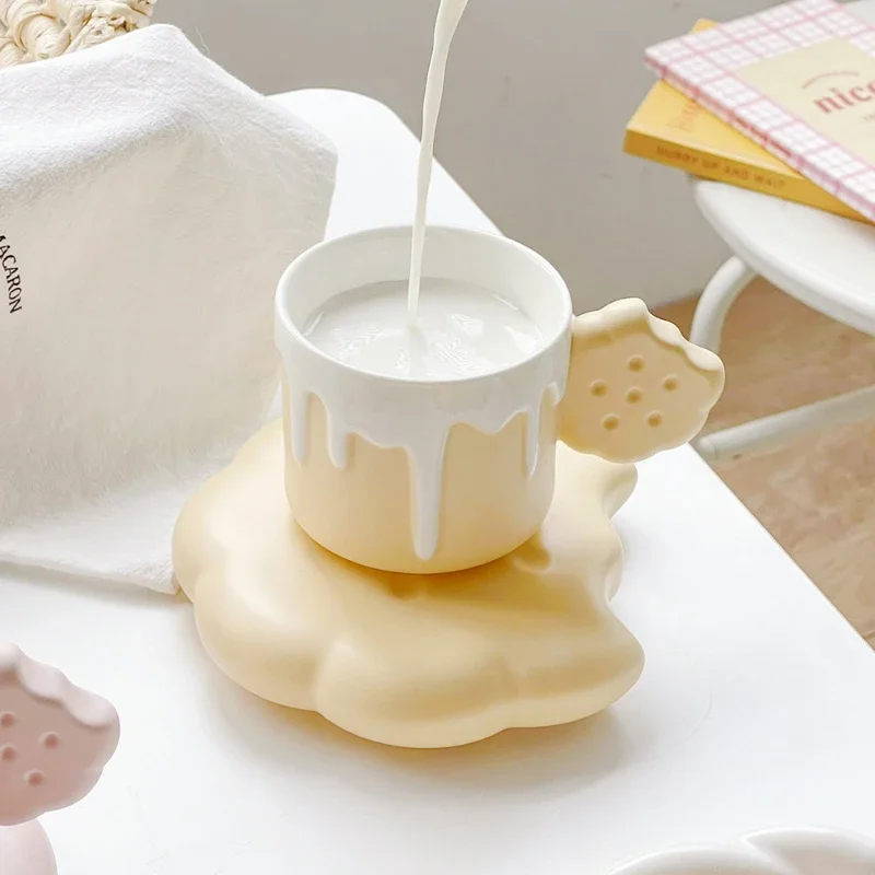 

Ins - Style Ceramic Coffee Cup Set - Cute Design, Perfect for Girls' Breakfast Milk Mug