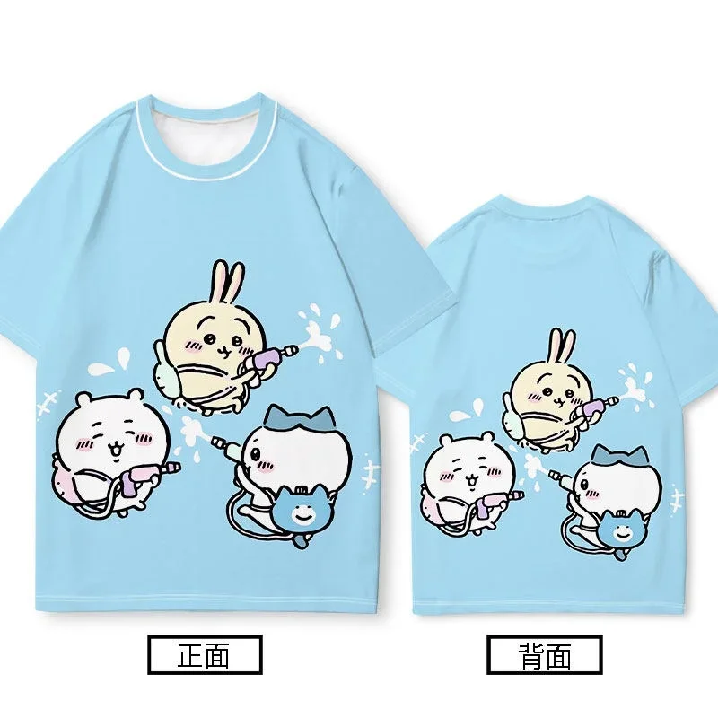 Chiikawa ist überall hier! Weiche, niedliche Cartoon-3D-Print-T-Shirts für Erwachsene Paare, Sportliche Freizeitkleidung, atmungsaktiv, kurze Ärmel, Familien-Matching – Detail 8