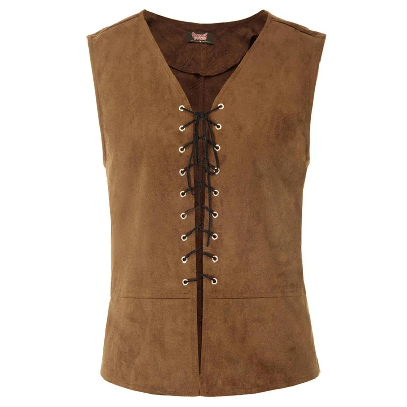 Mannen Punk Middeleeuws Vestkostuum Renaissance Steampunk Tops Gentleman Bandage Coat Retro Gothic Slim Knight Vest