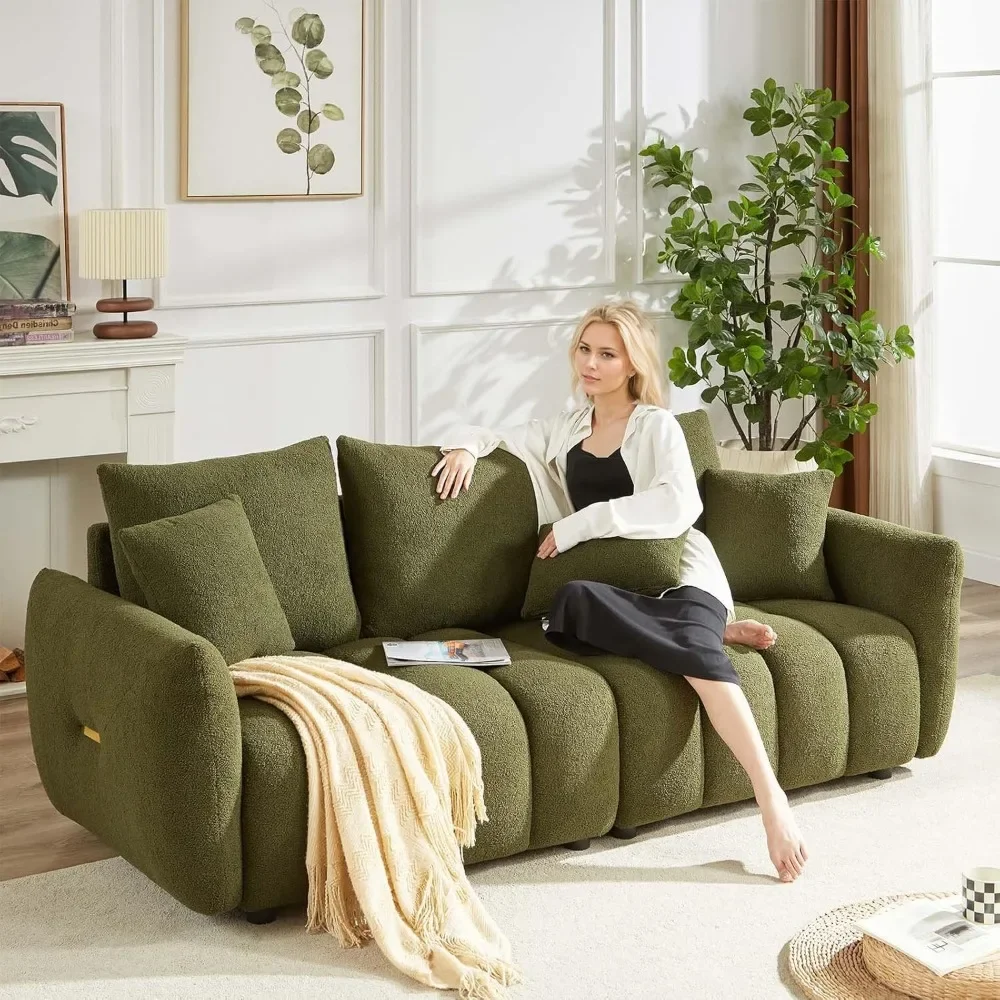 Sofá de 82", sofá confortável em nuvem de pelúcia com assento profundo, sofá estofado de 3 lugares, loveseat grande