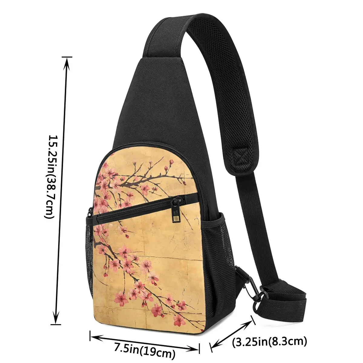 Sakura Cherry Blossom Japanese Flowers Chest Bag Men Sling Crossbody Backpack Chest Bag Travel Hiking Daypack Shoulder Bag