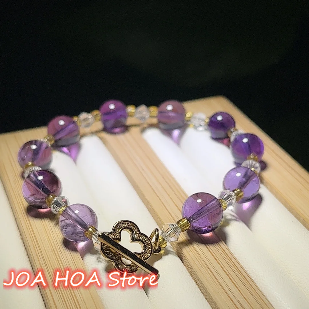 Natural Chalcedony Agate Jade Round Bead Accessories String Bangle Amethyst Handchain Handcrafted DIY Bracelet Jewelry