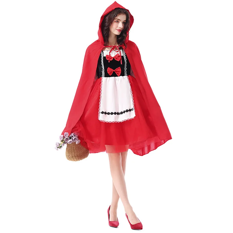 

Красная кепка, замок, плащ, юбка принцессы, косплей, Хэллоуин, сценический костюм для взрослых, женская традиционная этническая сценическая одежда