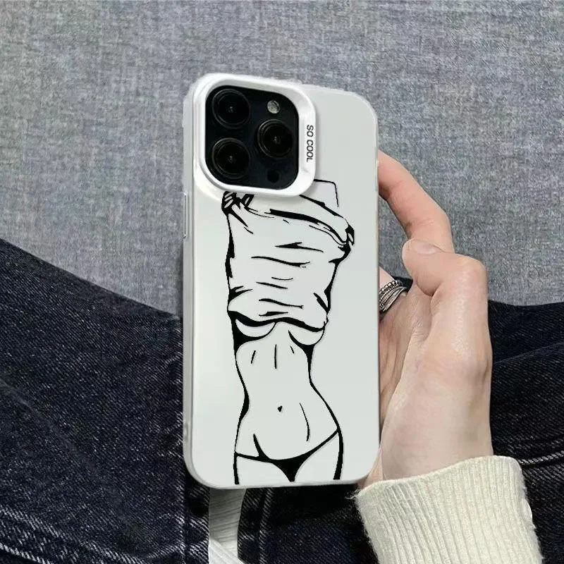 DMAWMJ حافظة هاتف امرأة مثيرة آيفون 16 برو ماكس 15 plus 14 13 11 كاميرا حماية غطاء سيليكون مقاوم للصدمات آيفون 12 الوفير