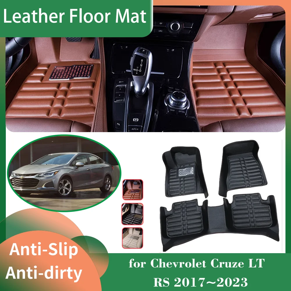 Car Leather Floor Mat for Chevrolet Cruze J400 LT RS 2017~2023 Foot Interior Liner Waterproof Carpet Pad Custom Accessories 2018