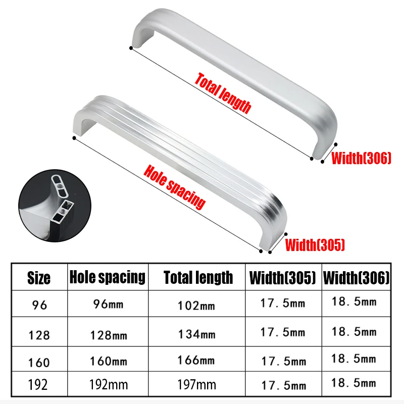 2 sztuki 96-224mm ze stopu aluminium wydrążone uchwyty do szafek drzwi do szafy uchwyt szuflady gałki do szafki ściąga uchwyt do mebli