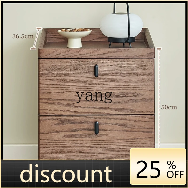 LH New Chinese Bedside Table Bedroom Household Walnut Color Drawer Storage Cabinet