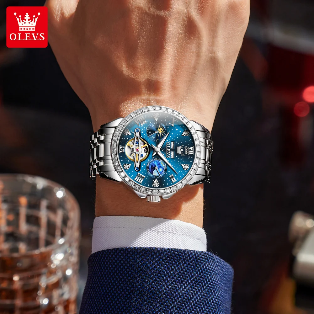OLEVS 6712 Mechanical Watch for Men Tourbillon Multifunctional