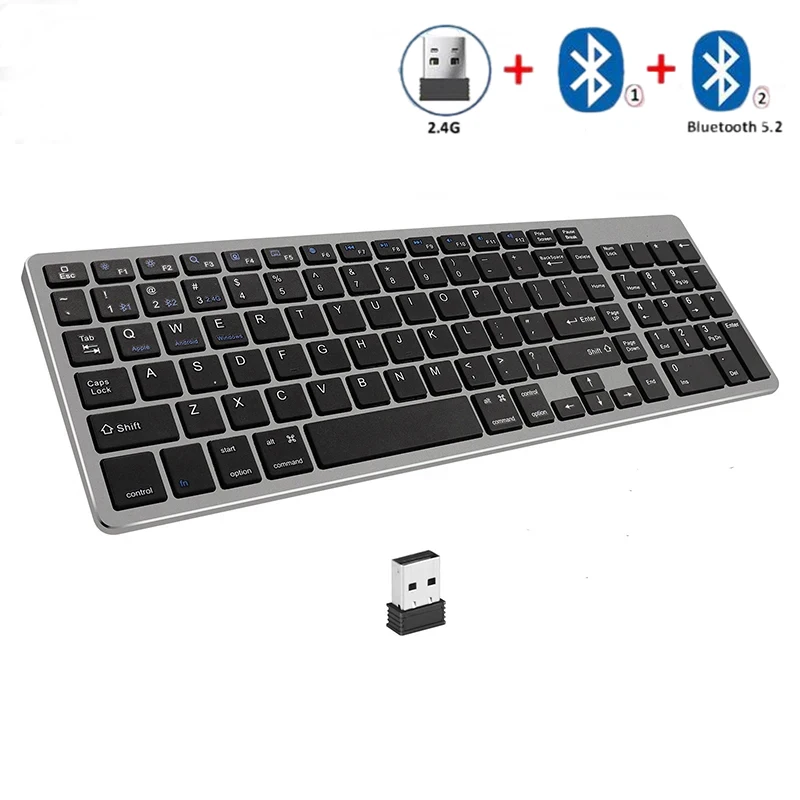 

2.4G&Bluetooth Wireless Keyboard Multi-Purpose Dual Mode Rechargeable Keyboard for Mac Android iOS PC Laptop