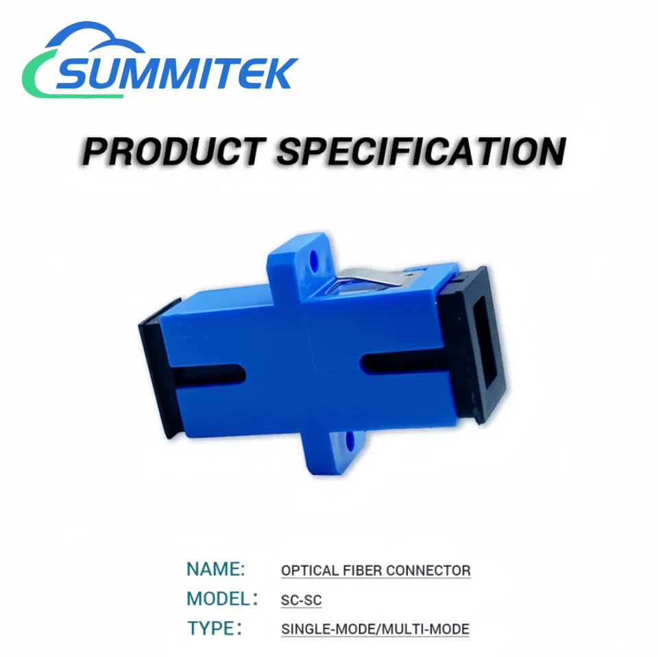 SUMMITEK 5pcs SC APC/UPC Single Mode Fiber Optic Connector Adapter Simplex Flange Head Coupler For Network LAN Connector