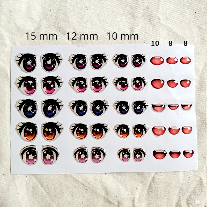 Crystal Eye sticker Three-dimensional Epoxy Sticker DIY Doll Model Eyes Mouth Long Eyelashes Eyebrows Polymer Clay Make Material