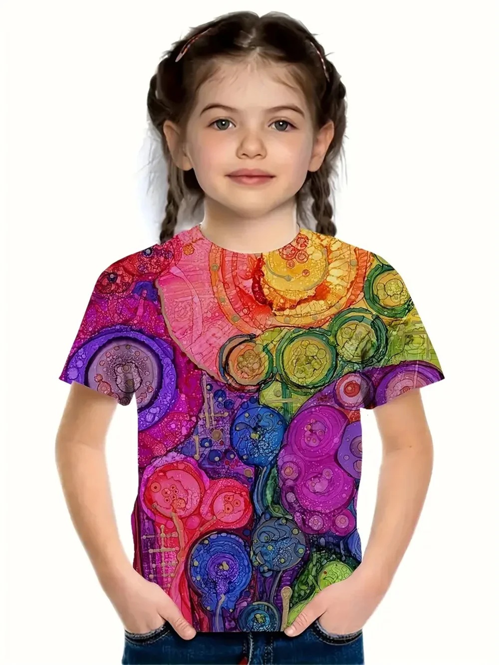 2025 Casual Flower 3d Print Fashion Śmieszne koszulki dziewczęce Letnie koszulki z krótkim rękawem Casualowe koszulki Topy Tee