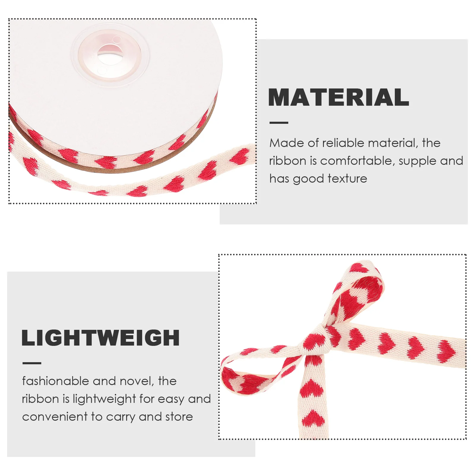 

1 Roll Heart Embroidered Ribbon Cuttable Craft Ribbon for Gift Wrapping Christmas DIY Decoration Lovely Present Accessory