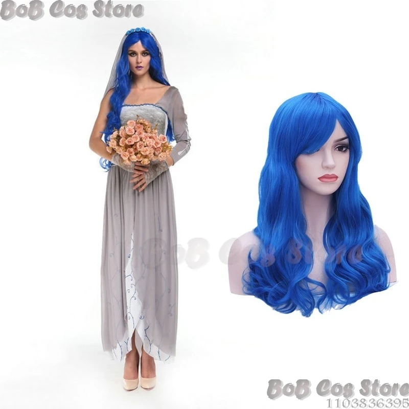 Corpse Masquerade Bride Emily Cosplay Costume Wig Zombie Ghost Halloween Party Dress up Women Scary Gothic Poor Wedding Outfit