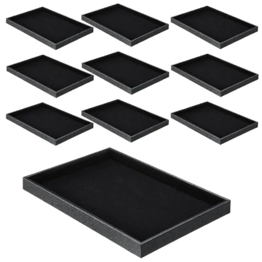 

10 Pcs Velvet Stackable Jewelry Tray Showcase Display Jewelry Organizer Tray Bracelet Ring Earring Necklace Organizer Empty Pla