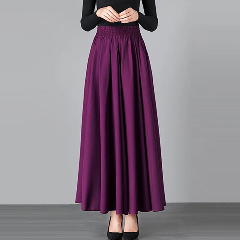 Casual and Elegant  2023 Spring and Autumn New Dance Big Hem Long Maxi A-line Ladies Skirt Pocket Large Plus size