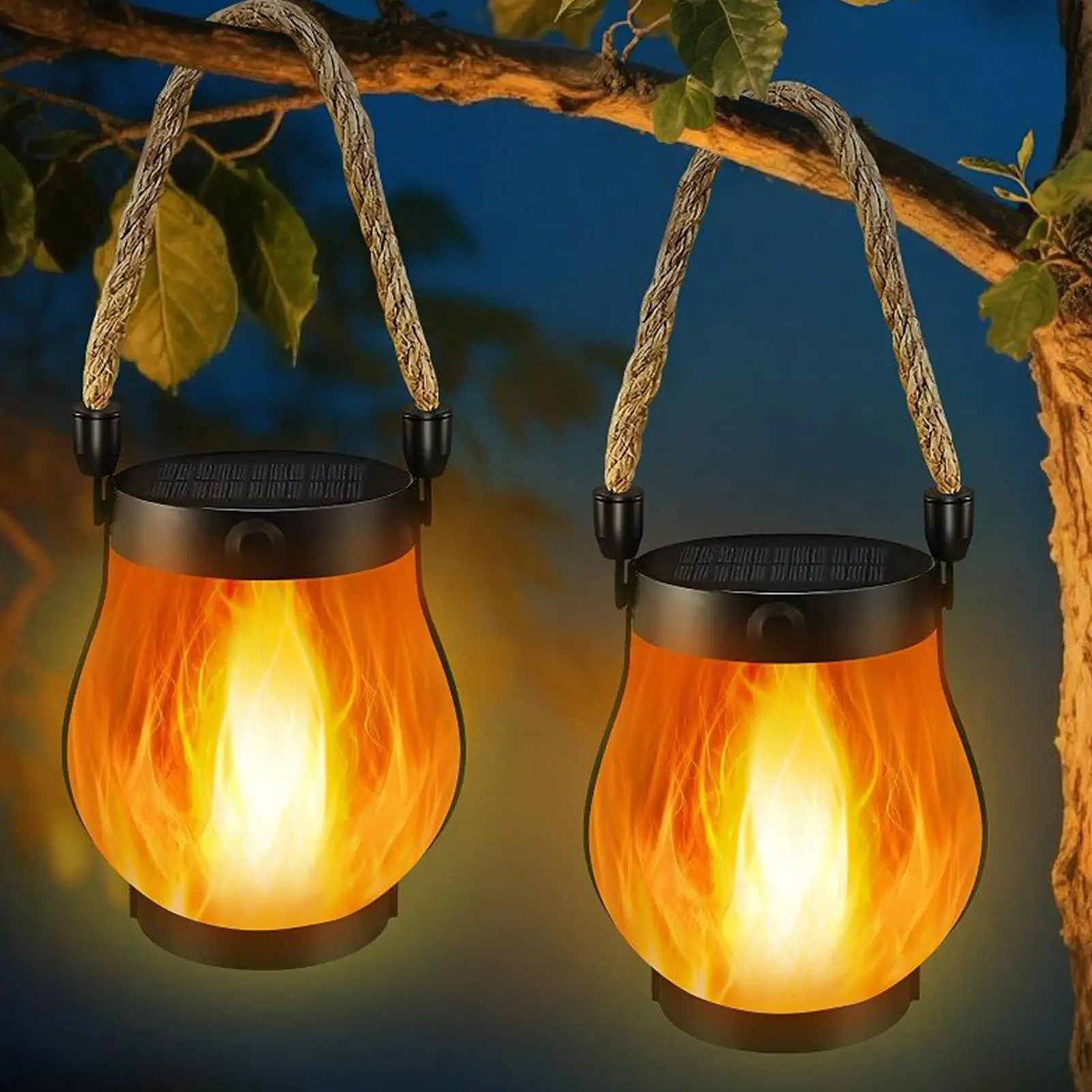 فوانيس تعمل بالطاقة الشمسية في الهواء الطلق مقاومة للماء وامضة عديمة اللهب فانوس مانع لتسرب الماء ديكور مقاوم للماء لحديقة الفناء #3