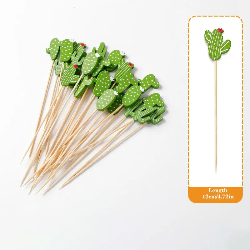 100Pcs Disposable Bamboo Food Picks Stick Cupcake Fruit Salad Vegetable Toothpick Wedding Halloween Party Cake Dessert Fork