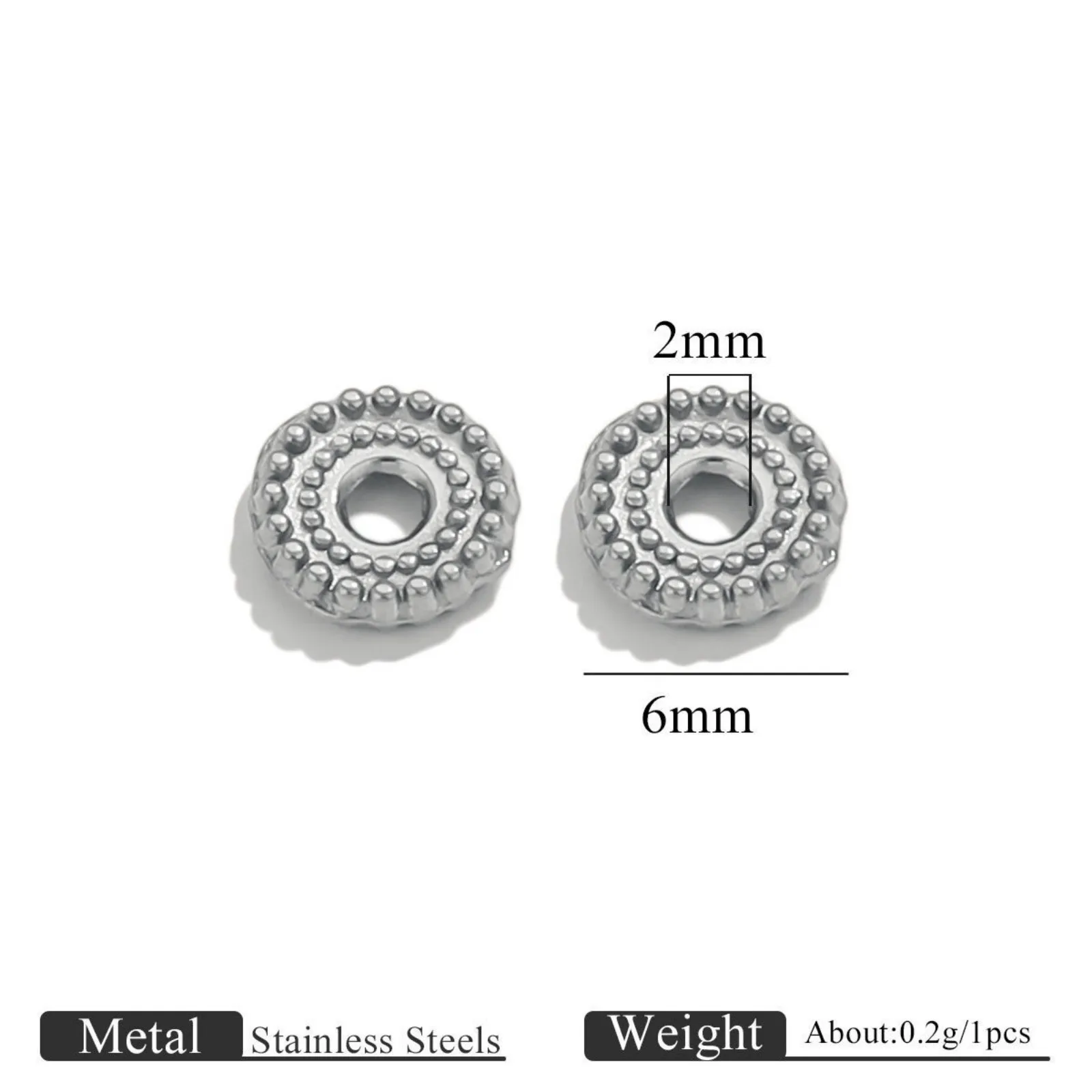10 Stück 304 Edelstahl-Abstandshalter-Perlen, runde, gepunktete Perlen für DIY-Armbänder, Halsketten, Schmuckherstellung, Zubehör, Großhandel – Detail 4